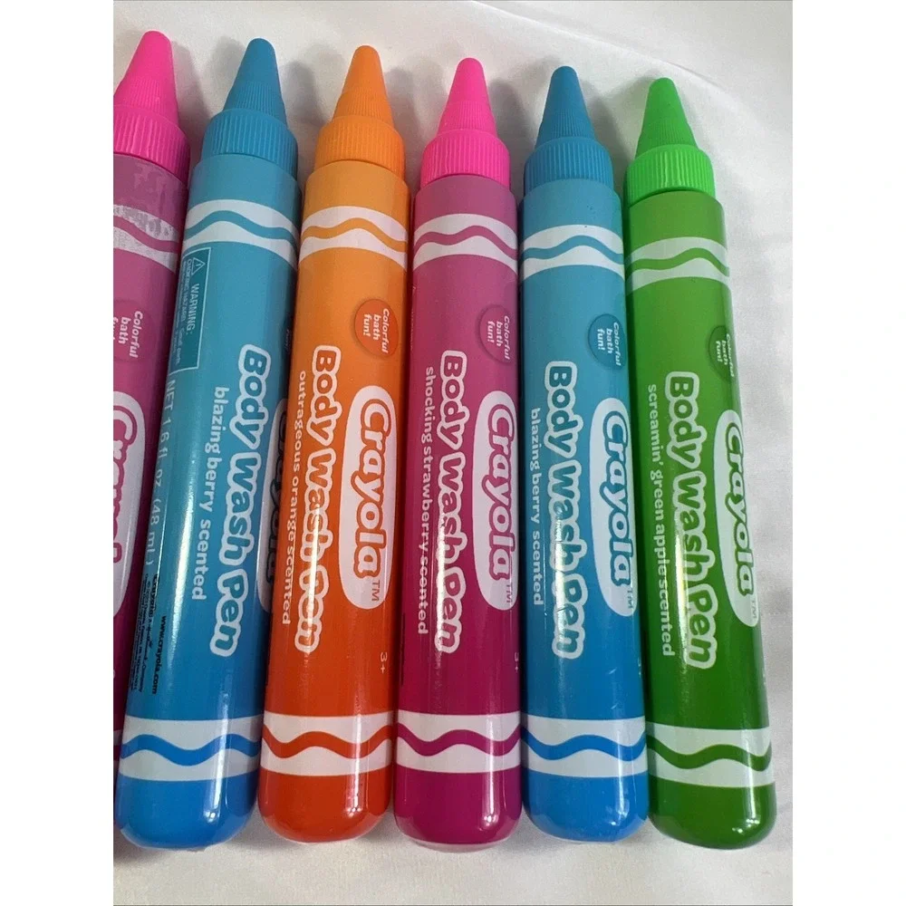 Crayola Body Wash Pens Color New Set of 7 Pink Blue Green Orange Purple Bathtub‎